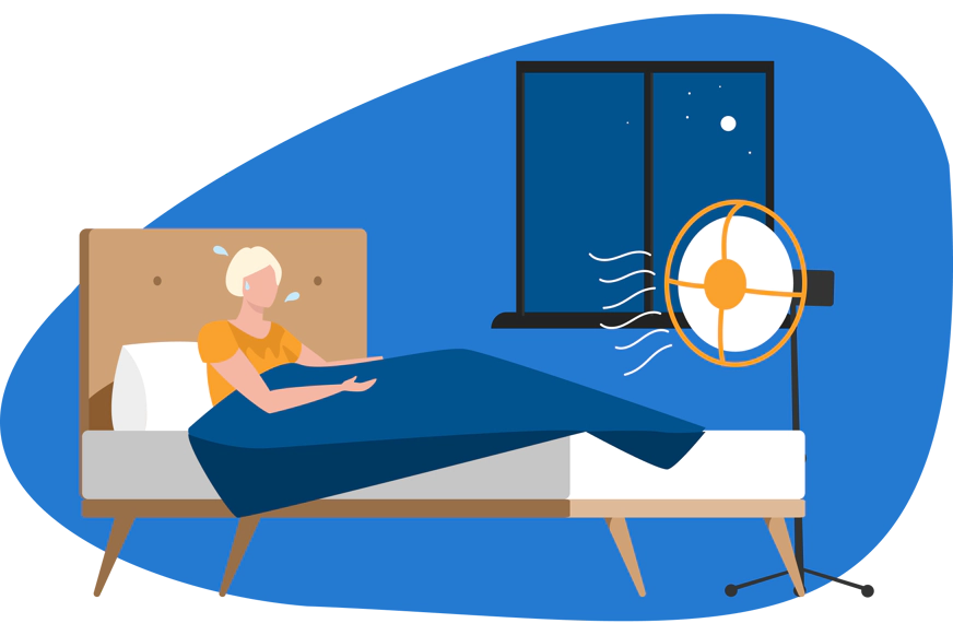Illustration: Wärmeempfinden bei einer schweren Decke